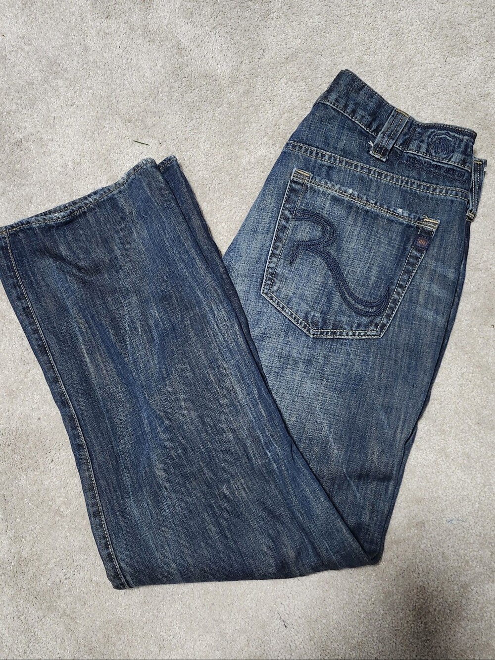 Men's Rock & Republic Verve Blue Denim Jeans Straight Fit 100% Cotton Size 36x30